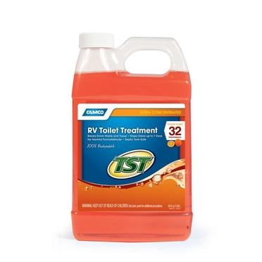Camco 41195 TST Ultra-Concentré Parfum Orange Traitement de Toilette pour VR, Sans Formaldéhyde, Décompose les Déchets et les Mouchoirs, Sécuritaire pour Fosse Septique, Traite jusqu'à 16-40 Gallons de Réservoirs de Maintien (64 oz)