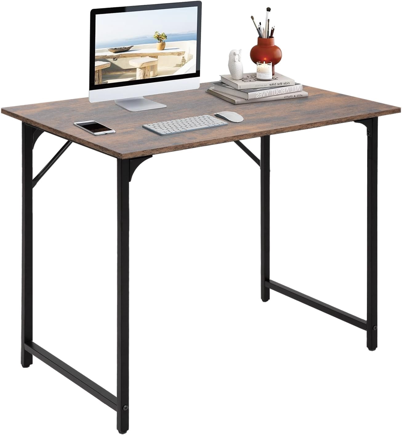 BestOffice 32 Inch Computer Desk, Home, Modern Simple Style for Home Office Study Writing, Brown