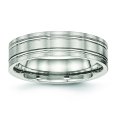 thumbnail image 1 of Stainless Steel Brushed and Polished Ridged 6mm Band Ring 11 Size, 1 of 6