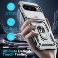 thumbnail image 2 of KOMI Case Compatible with Google Pixel 9 Pro XL Built in Slide Camera Lens Cover+Screen Protector+Finger Ring Holder Kickstand,Heavy Duty Shockproof Full Body Protective Phone Cover, Silver, 2 of 5