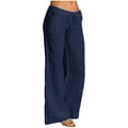 thumbnail image 1 of LNGOOR Wide Leg Linen Pants For Women Summer Drawstring Elastic Waist Loose Cotton Linen Palazzo Pants With Pockets Lightweight Summer Casual Pants Flared Trousers, 1 of 8