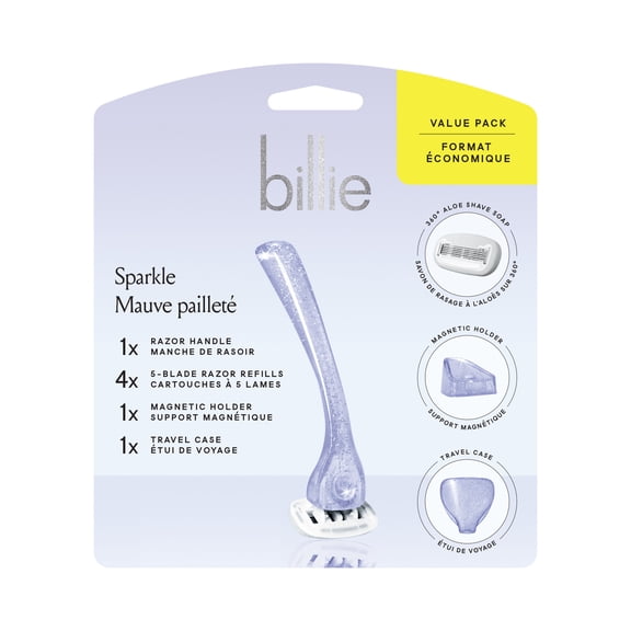 Billie Purple Sparkle Razor & Refill Value Pack