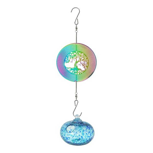 Wzzjkit Painted Hummingbird Shaped Feeder Wind Chime Outdoor Pendant Sunlight Refractor