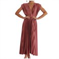 thumbnail image 1 of Robes d'Été pour Femmes 2023 Robes pour Femmes Liquidation Robe Élégante pour Femmes à Col en V Ample Sans Manches à Fermeture Éclair Sans Manches Dos Nu, 1 of 8