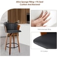 thumbnail image 4 of Swivel Bar Stools Set of 2 with Faux Leather Upholstered Seat and Back, 23.6 Inch Mid-Century Kitchen Counter Stools Bar Pub Chairs, Wood Frame & Metal Footrest, 4 of 8