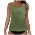 thumbnail image 1 of MIASHUI Ensemble de Tankini pour Femme Haut de Bikini avec Short de Bain Tenue de Plage et de Piscine Vert Armée,P, 1 of 5