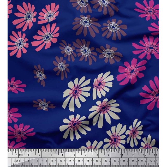 Soimoi Rayon Fabric Artistic Flower Decor Fabric Printed Yard 56 Inch Wide
