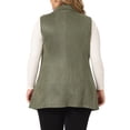 thumbnail image 3 of Agnes Orinda Veste Sans Manches pour Femme Grande Taille, Revers Cranté, Décontractée Utilitaire, Veste en Suède 3X Vert, 3 of 6