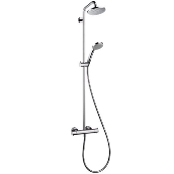 hansgrohe Croma Réglable en Hauteur Moderne N/A-Vaporisateur Infusion d'Air avec Tuyau de Douche QuickClean Système de Douche Exposé en Chrome, 27169001
