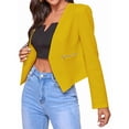 thumbnail image 2 of Women'S Short Blazer, Work/Casual Long Sleeve Front Opening Jacket with Pockets Yellow L, 2 of 8