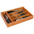 thumbnail image 2 of Extra Deep 5 Divided Compartment Rustic Pine Wood Cutlery and Flatware Drawer Storage Organizer Tray, Natural, 2 of 2