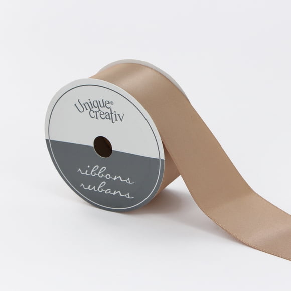 UNIQUE CREATIV Satin Ribbon 38 mm (1.5 in) × 3.65 m (1½ in × 4 yd), Oatmeal, 3.66 m (12 ft)