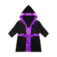 thumbnail image 3 of Alvivi Enfants Garçons Robe de Boxe Art Martial Muay Thaï Uniforme Manches Longues Kick Boxe Robe à Capuche Ensembles Noir&Violet B 10, 3 of 5