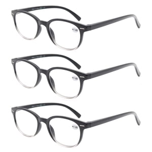MODFANS Round Stylish Reading Glasses 3 Pair with Spring Hinge Fashion Glasses for Reading for Men and Women +2.50