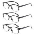 MODFANS Round Stylish Reading Glasses 3 Pair with Spring Hinge Fashion Glasses for Reading for Men and Women +2.50