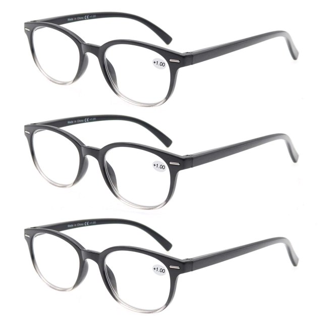 MODFANS Round Stylish Reading Glasses 3 Pair with Spring Hinge Fashion Glasses for Reading for Men and Women +2.50