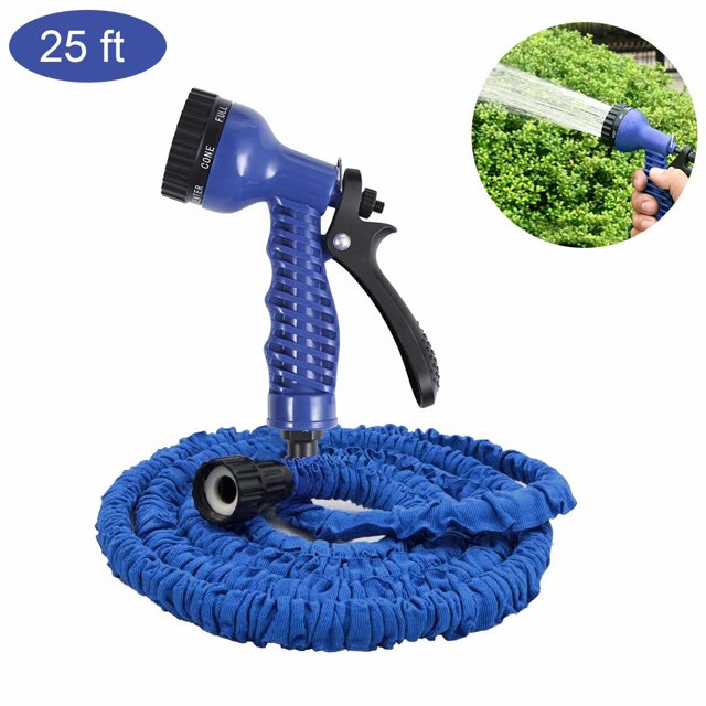 DAMAIE 10 Pcs Boyau d'Arrosage Magique Léger Extensible de 25 Pieds avec Raccord Rapide, Protection en Tissu Extra Robuste