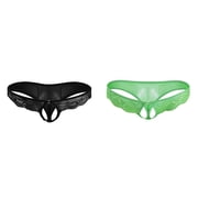 2 Pack(Black 1PCS & Green 1PCS) Multipack Men Underwear Mens Personality Casual Mini Breathable Mesh Underwear Men Thong Underwear T Pants Transparent Lace