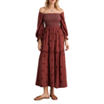 thumbnail image 2 of Kmbangi Robe Longue Décontractée d'Été pour Femme, Fleurs Brodées 3D, Encolure Carrée, Manches Bouffantes, Robe Mode Dos Nu, Robe Trapèze, 2 of 9