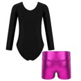 thumbnail image 2 of TiaoBug Girls 2Pcs Rhinestone Tracksuit Long Sleeve Gymnastics Dance Outfit Leotard with Shorts Unitard C06 14, 2 of 7