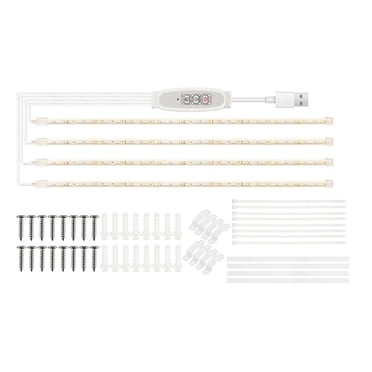 LED Plant Grow Light Strips for Indoor Plants Red & 3000K Sunlike Grow Lamp for Hydroponics Succulent Supplement Light 4 Dimmable Levels with 24-Hour Cycle Smart Timing USB Plug and Play