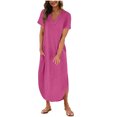 thumbnail image 1 of Mefallenssiah Robe d'Été Confortable et Aguichant pour Femmes, Mode, Couleur Unie, Poches, Sans Manches, Col en V, 1 of 7
