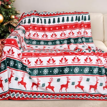 Gogreen Cozy Blanket Printed Blanket Throw Christmas Deer Blanket - 300 GSM Fleece Blanket Throw Size Blanket for Home Decoration Ultra Soft Blanket Microfiber Throw Blanket (Throw - 50 x 60 )