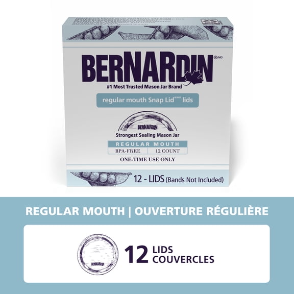 Bernardin Mason Jar Lids, Regular Mouth, 12 Count