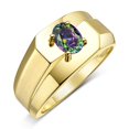 thumbnail image 3 of RYLOS Men's Rings 14K Yellow Gold Ring Classic Solitaire 7X5MM Oval Shape Gemstone Designer Band Alexandrite June Birthstone Rings For Men Size 8, 3 of 7