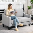thumbnail image 2 of HOMCOM Loveseat Sofa, Linen Couch with Pocket Spring, Light Grey, 2 of 10