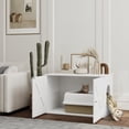 thumbnail image 2 of PawHut Cat Litter Box Enclosure, Hidden Cat Litter Box Furniture, White, 2 of 10