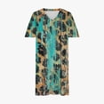 thumbnail image 4 of Pisexur Robes d'Été pour Femmes Mode à Imprimé Floral Robe Soleil Décontractée Ample à Col en V à Manches Courtes Robes T-Shirt Fluides Surdimensionnées Robe de Plage avec Poches Grande Taille Robe Mi-Mollet L-5TG, 4 of 5
