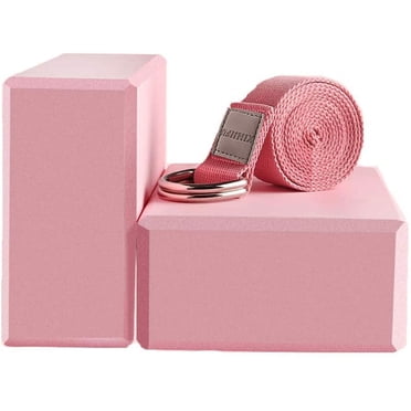 Yoga Blocks 2 Pack Set - (Yoga Block with 1 Yoga Strap) High Density Soft EVA Foam Block for Yoga, General Fitness, Pilates, Stretching and Toning Workouts