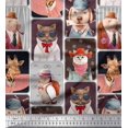 thumbnail image 1 of Soimoi Modal Satin Fabric Paw,Hat & Animals Patchwork Print Fabric by The Yard 42 Inch Wide, 1 of 3