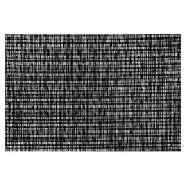 Woven Pvc Placemat Textstyle Black - Set of 12 showing a rectangular black placemat with a textured woven PVC pattern of vertical and horizontal lines, designed to protect dining tables and complement table linens, also suitable for casual or formal dining settings.