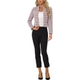 thumbnail image 2 of INSPIRE CHIC Blazer Veste en Tweed à Carreaux Élégant pour Femme P Rose, 2 of 6