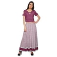 thumbnail image 1 of Moomaya Printed Cold Shoulder Keyhole Neck Crop Top And Palazzo Set Ethnic Wear, 1 of 1