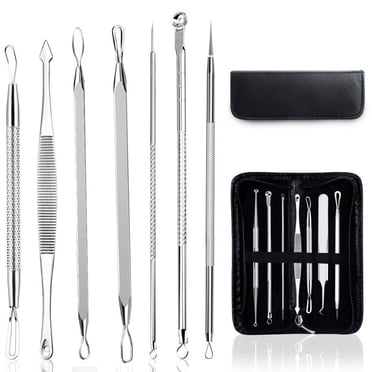 Blackhead Remover Removal Tool, Stainless Steel Pimple Popper Tool Black, 7 In Blackheads Splinter Remover Removal Tool
