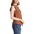 thumbnail image 4 of INSPIRE CHIC Women's Sleeveless Work Blouses Ruffled Pleated Chic Tops Brown L, 4 of 7