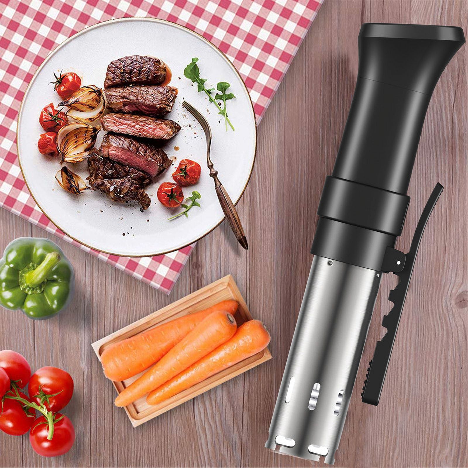 Riwcyla Restaurant sous vide slow cooker, sous vide vacuum slow cooker, precise temperature control, 1100W, includes recipe book and steak cooking stick.