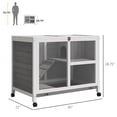 thumbnail image 3 of PawHut Indoor Rabbit Hutch with Wheels, Bunny Cage with Ramp, Grey, 3 of 9