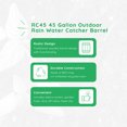 thumbnail image 2 of FCMP Outdoor RC45 45 Gallon Outdoor Rain Water Catcher Barrel Container, Grey, 2 of 9