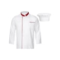thumbnail image 1 of Yhong Unisex Men Women Chef Work Uniform Long Sleeve Double-breasted Chef Jacket With Hat Red M, 1 of 7