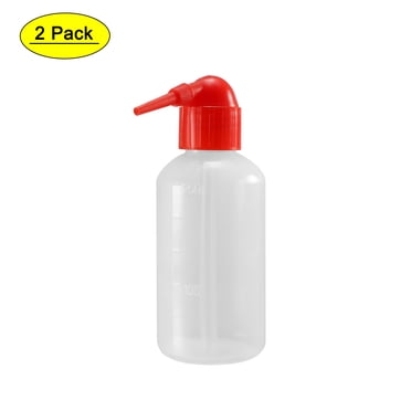 Unique Bargains Plastic Wash Bottle Squeeze Bottle 250ml/8.5oz Red Narrow Mouth Lab Tip Liquid Storage Watering Tools 2 pcs