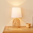 thumbnail image 3 of Lampe de table de 14 po base rotin/abat-jour lin blanc, 3 of 6