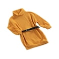 thumbnail image 3 of Robe Chandail pour Filles Bébé Hiver Automne Col Roulé Manches Longues Tricotée avec Ceinture Vert 3-4 Ans, 3 of 7