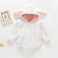 thumbnail image 3 of WEIYLL Girls Bodysuits Autumn Winter Long Sleeve Rabbit Ears Hooded Solid Color White Toddler Overalls for 3-6 Months, 3 of 3