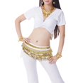 thumbnail image 1 of BellyLady Belly Dance Short Sleeved Wrap Top-White, 1 of 4