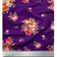 thumbnail image 1 of Soimoi Tissu en Coton Canard Feuilles & Roses Imprimé Tissu au Mètre 42 Pouces de Large, 1 of 3