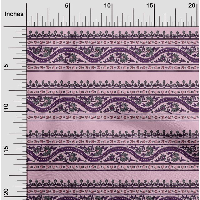 oneOone Polyester Lycra Fabric Leaves & Floral Block Print Fabric BTY 56 Inch Wide